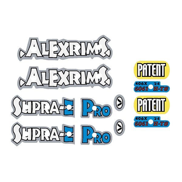 Alex Rims - Supra E PRO 406X 24 White & Blue rim decals - Old school bmx - Bmx Products AU