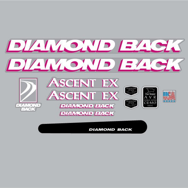 Diamond Back - 1994 ASCENT EX MTB for Blue frame decal set - Old school bmx - Bmx Products AU