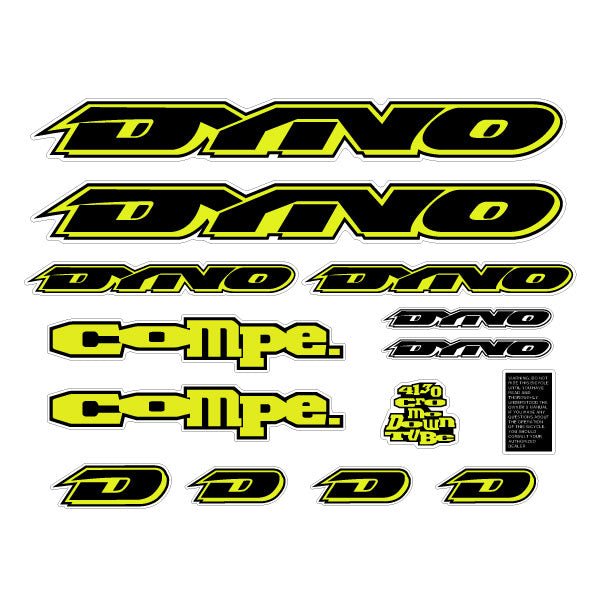 DYNO - 1994 Compe decal set for chrome frame - old school bmx - Bmx Products AU