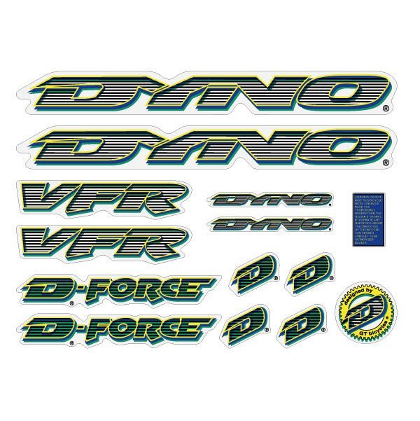 DYNO - 1997 VFR decal set for green frame - old school bmx - Bmx Products AU
