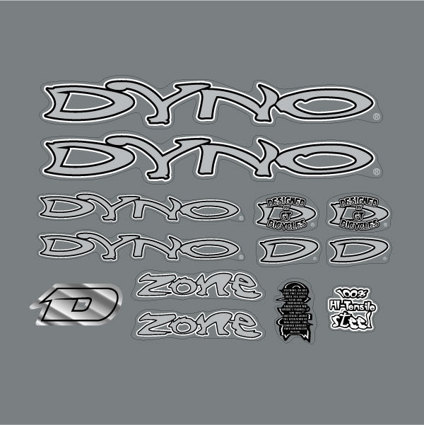 DYNO - 2000 ZONE decal set for blue frame - old school bmx - Bmx Products AU