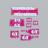 GT - 1988 JR Performer decal set for Black or Blue frame - on Clear - Old school bmx - Bmx Products AU
