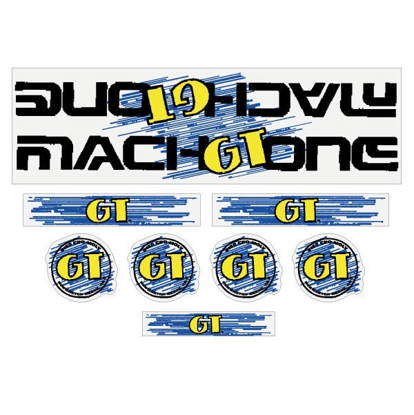 GT - 1989 Mach One - Black on Clear - decal set - Old school bmx - Bmx Products AU