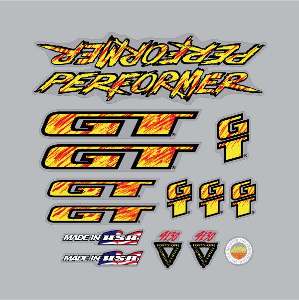 GT - 1993 Performer Decal set - For Blue frame - Old school bmx - Bmx Products AU