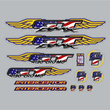 GT - 1997 Interceptor CUSTOM USA FLAG with yellow wings decal set - Old school bmx - Bmx Products AU