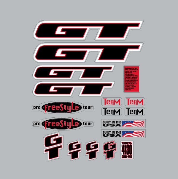 GT - 1997 PRO Freestyle Tour TEAM for chrome frame - decal set - Bmx Products AU