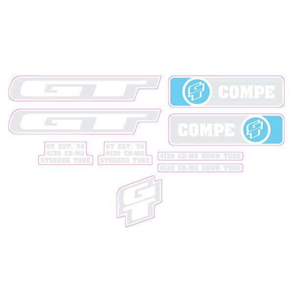 GT - 2008 Compe Blue White Clear decal set - Old school bmx - Bmx Products AU