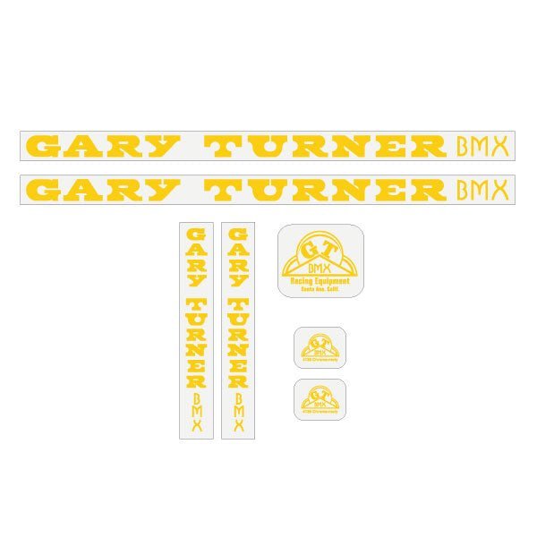 GT - Gary Turner - Gen 1 - Yellow on Clear - decal set - Old school bmx - Bmx Products AU