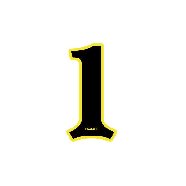 Haro - Early plate number 1 decal - Black Yellow - Old school bmx - Bmx Products AU
