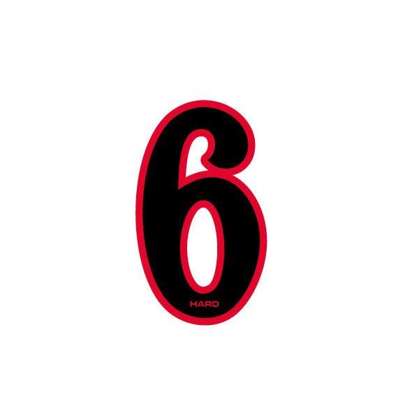 Haro - Early plate number 6 decal - Black Red - Old school bmx - Bmx Products AU