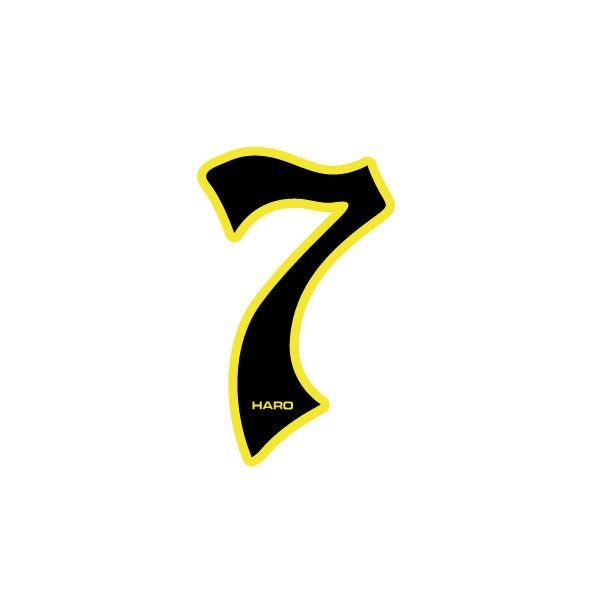 Haro - Early plate number 7 decal - Black Yellow - Old school bmx - Bmx Products AU