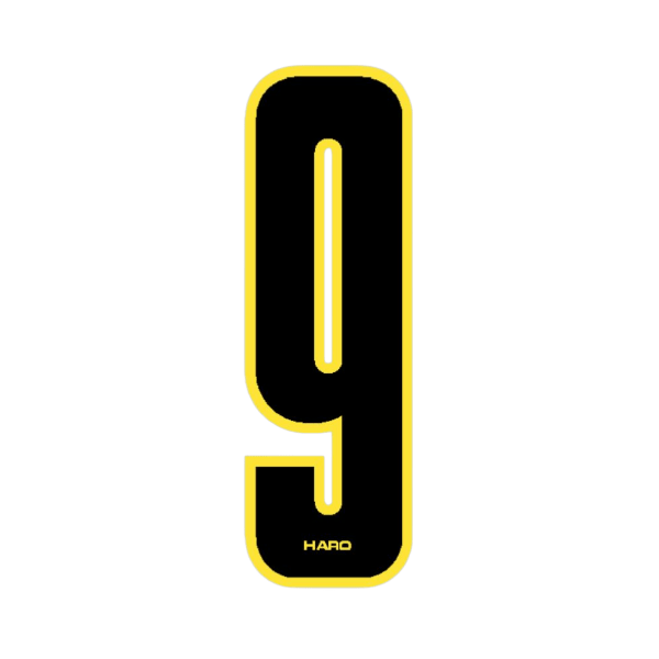 Haro - Stadium plate number 9 decal - Black Yellow - Old school bmx - Bmx Products AU