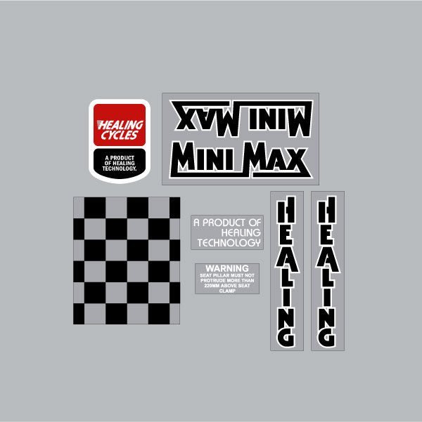Healing - MINIMAX gen 1 - on clear decal set - old school bmx - Bmx Products AU