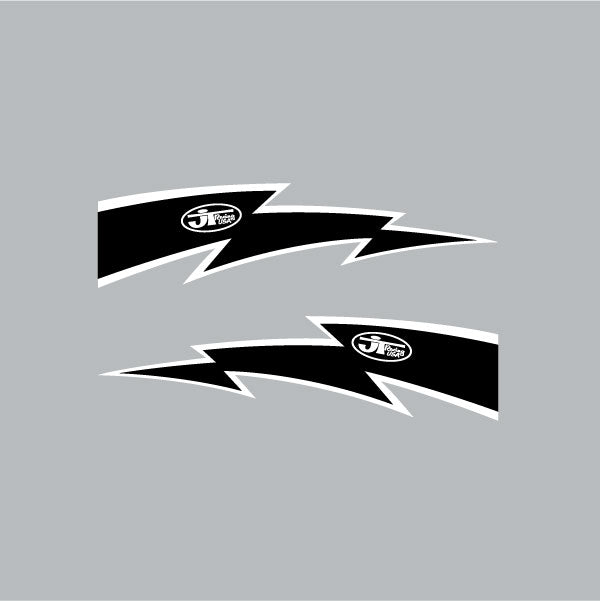 JT Racing - LIGHTNING BOLT - Black & White decal set - Old School BMX - Bmx Products AU