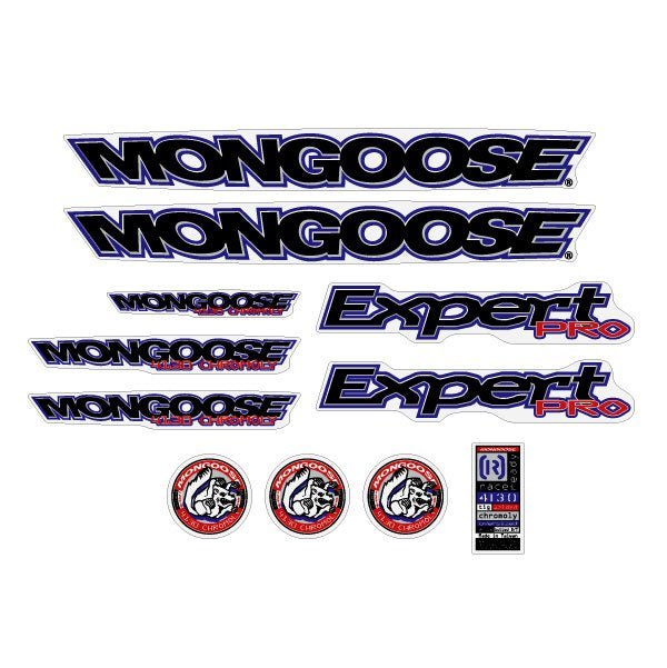 Mongoose - 1997 Expert Pro - Black Blue Decal set - old school bmx - Bmx Products AU