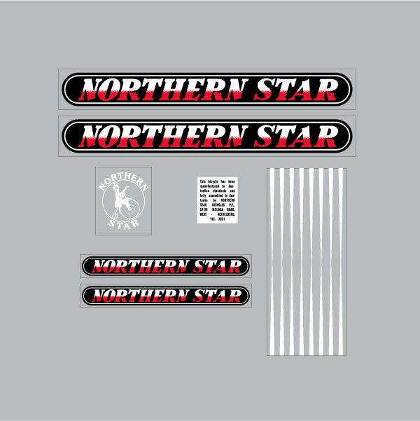 Northern Star - Decal set for Black frame - old school bmx - Bmx Products AU