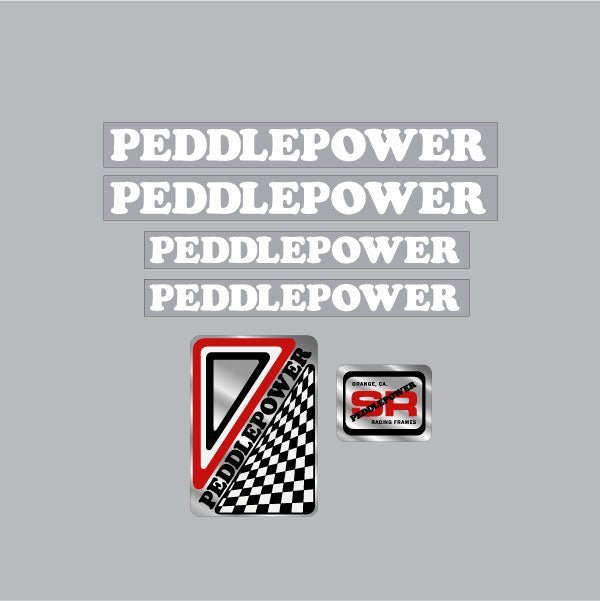 Peddlepower - Early WHITE decal set - old school bmx - Bmx Products AU