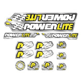 Powerlite - P28 - Yellow White Black on Chrome decal set - old school bmx - Bmx Products AU