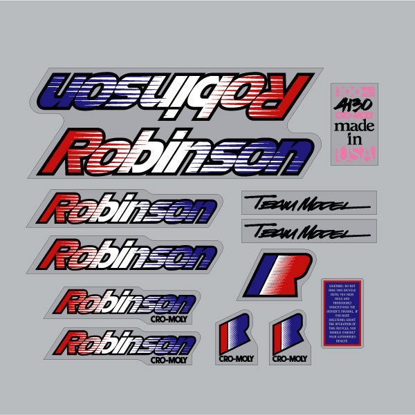Robinson - 1990 Pro Team Model on clear decal set - old school bmx - Bmx Products AU