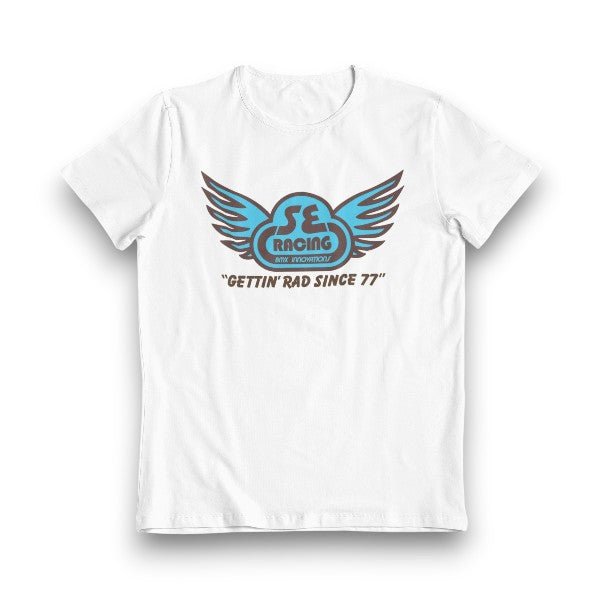 SE Racing - "GettinRad since 77" on White - Mens T-Shirt - Old school bmx - Bmx Products AU