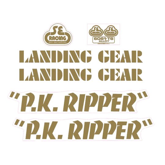SE Racing - OVERSIZED - PK Ripper decal set in gold - Old school bmx - Bmx Products AU