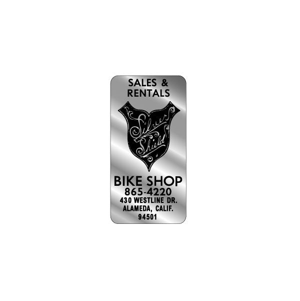 Silver Sheild - Bike shop decal on chrome - old school bmx - Bmx Products AU