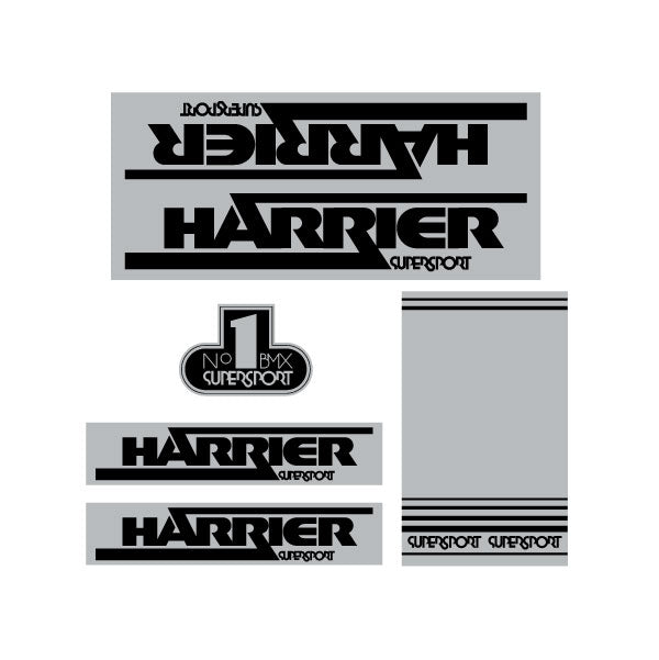 SuperSport - Harrier Silver Black decal set - old school bmx - Bmx Products AU