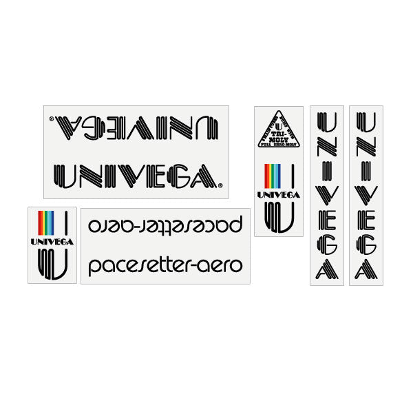 Univega - Pacesetter Aero Black on clear decal set - old school bmx - Bmx Products AU