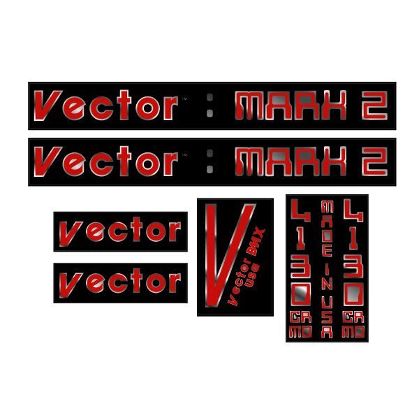 Vector - Mark 2 - Black on chrome decal set - old school bmx - Bmx Products AU