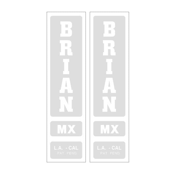 Brian MX - MX Forks White decal set - old school bmx - Bmx Products AU
