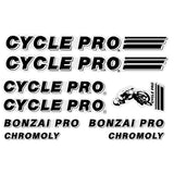 Cycle Pro - Bonzai Pro - Black decal set - old school bmx - Bmx Products AU