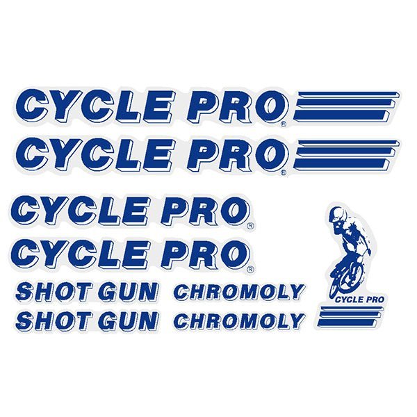 Cycle Pro - Shot Gun - Blue decal set - old school bmx - Bmx Products AU