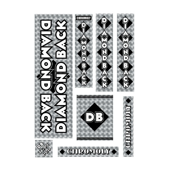 Diamond Back - 1981 - 82 Medium Pro Black DB decal set - Old school bmx - Bmx Products AU