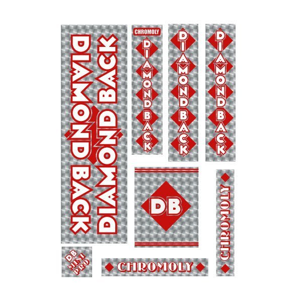 Diamond Back - 1981 - 82 Mini Pro Red DB decal set - Old school bmx - Bmx Products AU