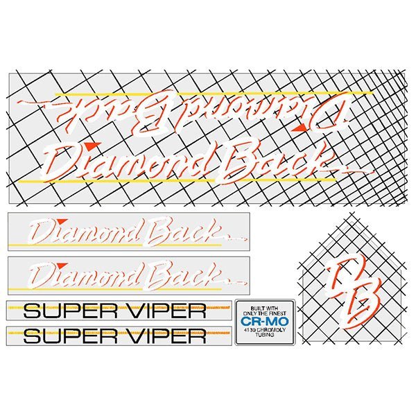 Diamond Back - 1985 Super Viper - for grey frame decal set - Old school bmx - Bmx Products AU