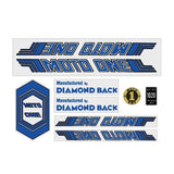 Diamond Back - Moto ONE - BLUE decal set - Old school bmx - Bmx Products AU
