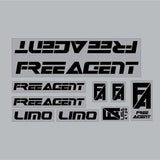 Free Agent - LIMO - black on clear decal set - old school bmx - Bmx Products AU