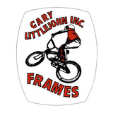 Gary Littlejohn Inc - RED on white - head tube Decal - old school bmx - Bmx Products AU