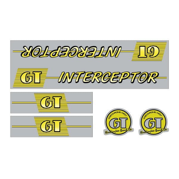 GT - 1986 Interceptor on silver - decal set - Old school bmx - Bmx Products AU