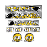 GT - 1986 PRO Performer - Yellow and Black on Chrome - decal set - Old school bmx - Bmx Products AU