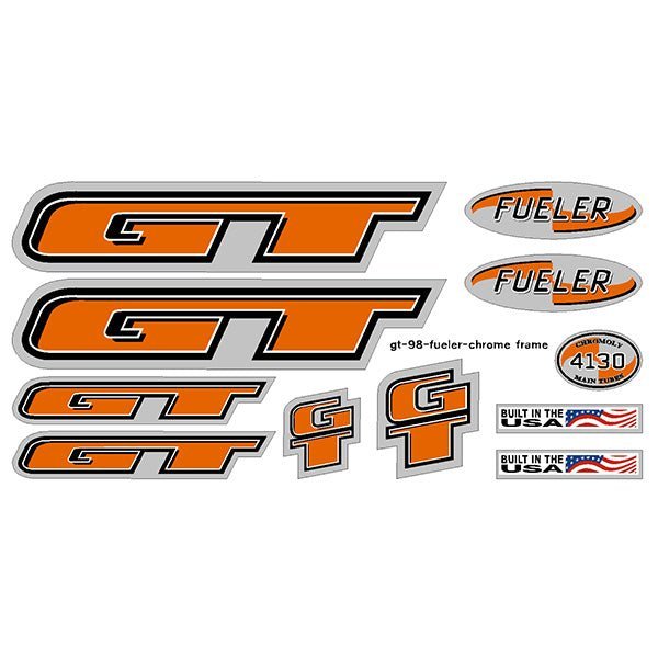 GT - 1998 Fueler for chrome frame - decal set - Old school bmx - Bmx Products AU
