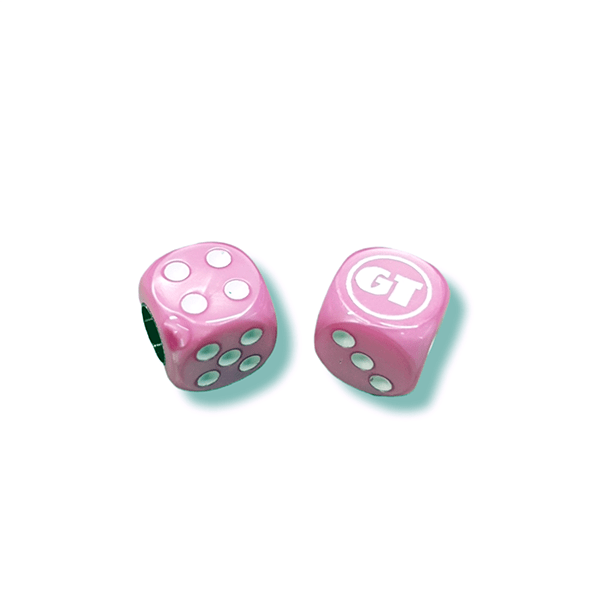 GT - Dice Tire Valve Caps (Pair) - Pink - old school bmx - Bmx Products AU