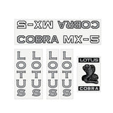 Lotus - Cobra MX5 - BLACK & silver on clear decal set - old school bmx - Bmx Products AU