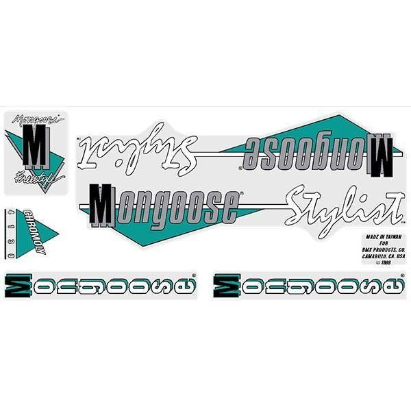 Mongoose - 1988 Stylist Freestyle Decal set - RED frame - Old school bmx - Bmx Products AU