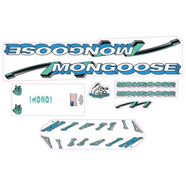Mongoose - 1992 Villain - for black frame Decal set - old school bmx - Bmx Products AU