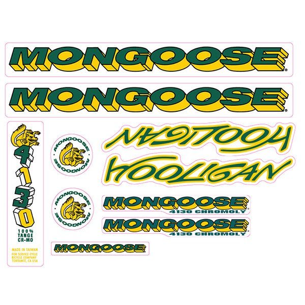 Mongoose - 1996 Hooligan Decal set - old school bmx - Bmx Products AU