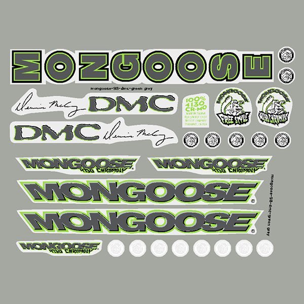 Mongoose - 1998 DMC - Grey Frame - Decal set - old school bmx - Bmx Products AU