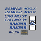 Rampar - CRO MO 3T 400X R11 blue on white decal set - Old school bmx - Bmx Products AU