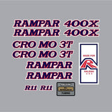 Rampar - CRO MO 3T 400X R11 Red and blue on white decal set - Old school bmx - Bmx Products AU