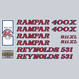 Rampar - R11XL - 400X Reynolds 531 - red on white decal set - Old school bmx - Bmx Products AU